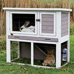 Trixie Gray & White Natura Animal Hutch with Outdoor Run